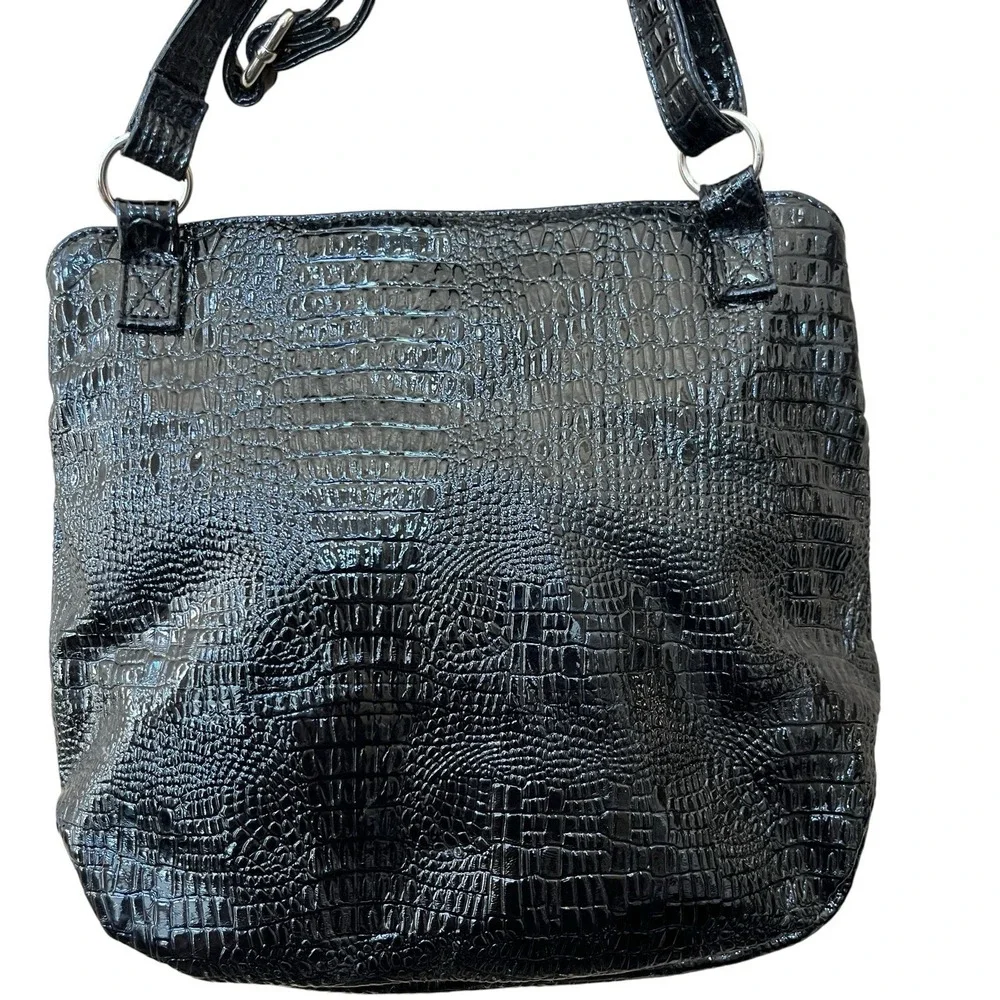 Kenneth Cole Unlisted Womens Black Faux Leather Handbag Shoulder Bag Purse New